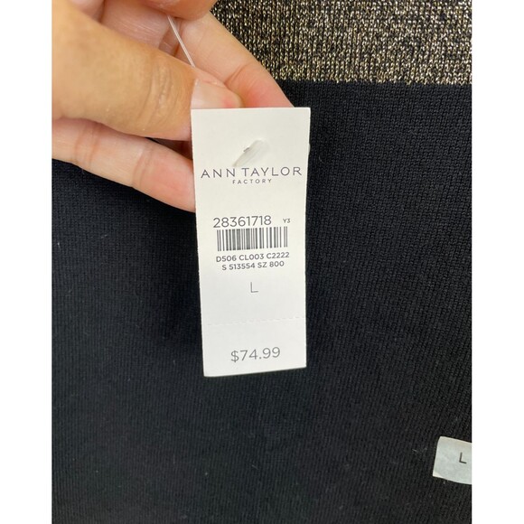 Ann Taylor Factory Metallic Striped Turtleneck Sweater Size Large NWT - Picture 4 of 8